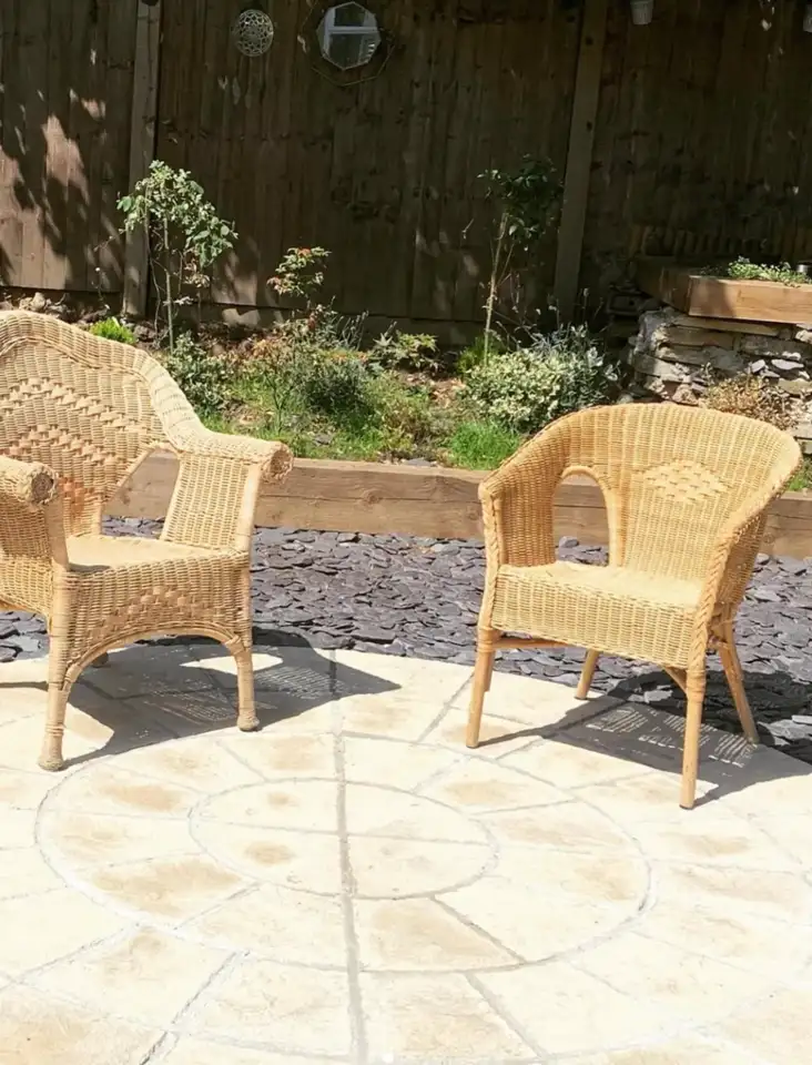chairs placed in the circular garden space